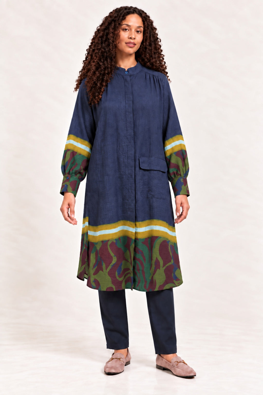 Noen crinkle shirt dress - Navy