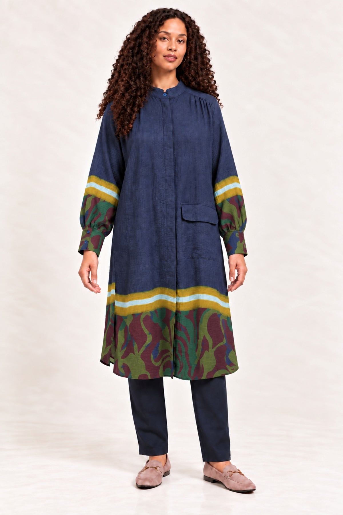Noen crinkle shirt dress - Navy