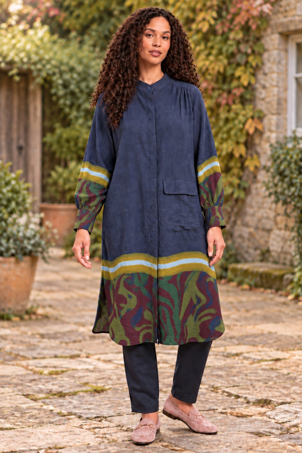 Noen crinkle shirt dress - Navy