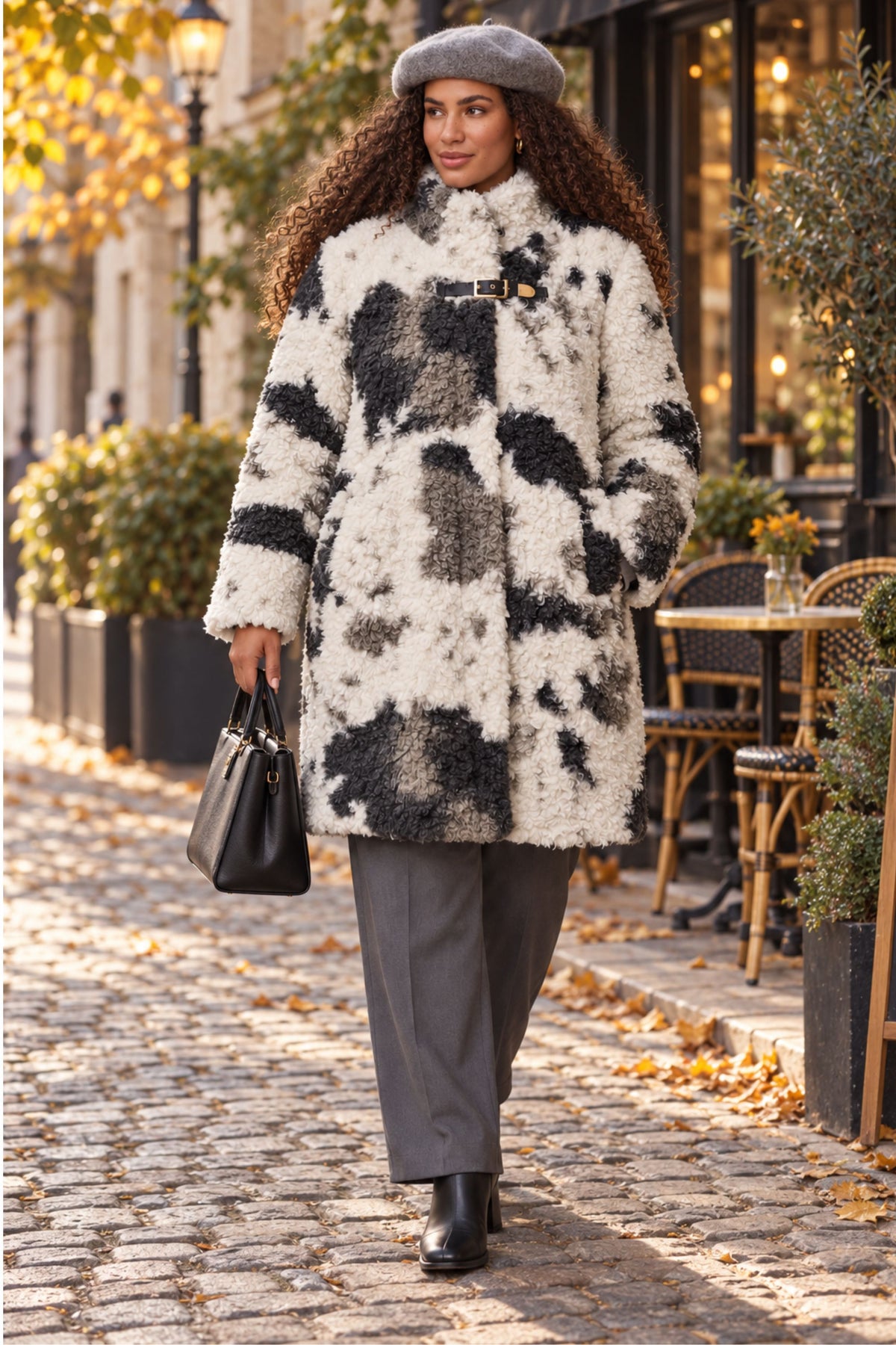 Noen shaggy jacket - Black/White