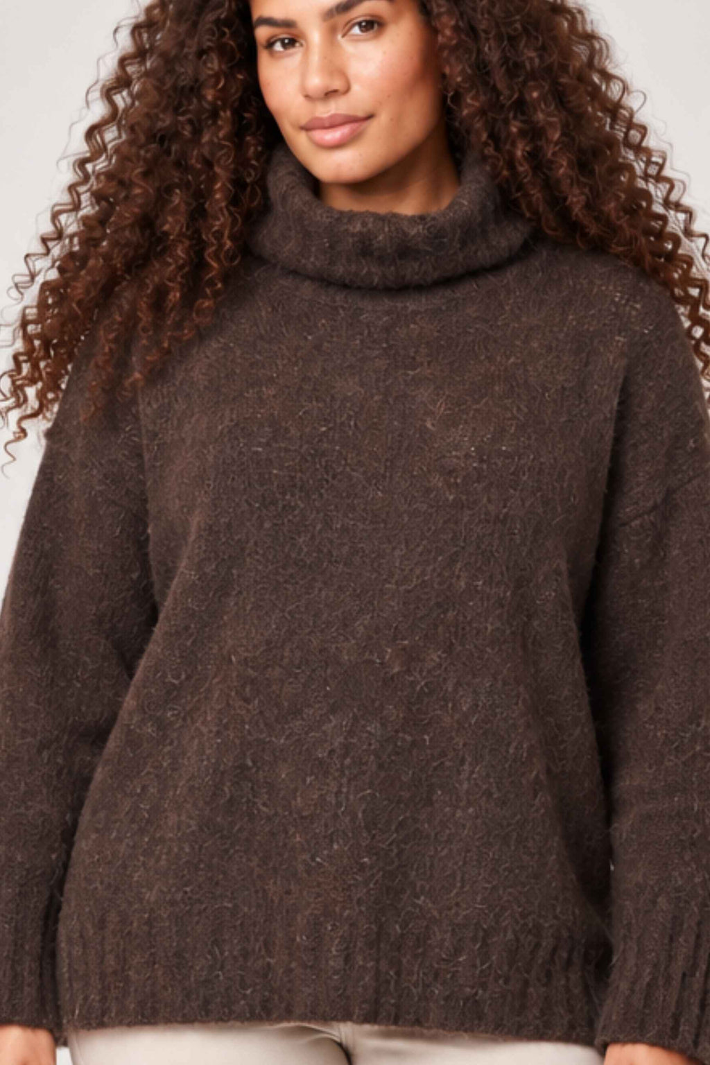 Noen wool cowl jumper - Cocoa