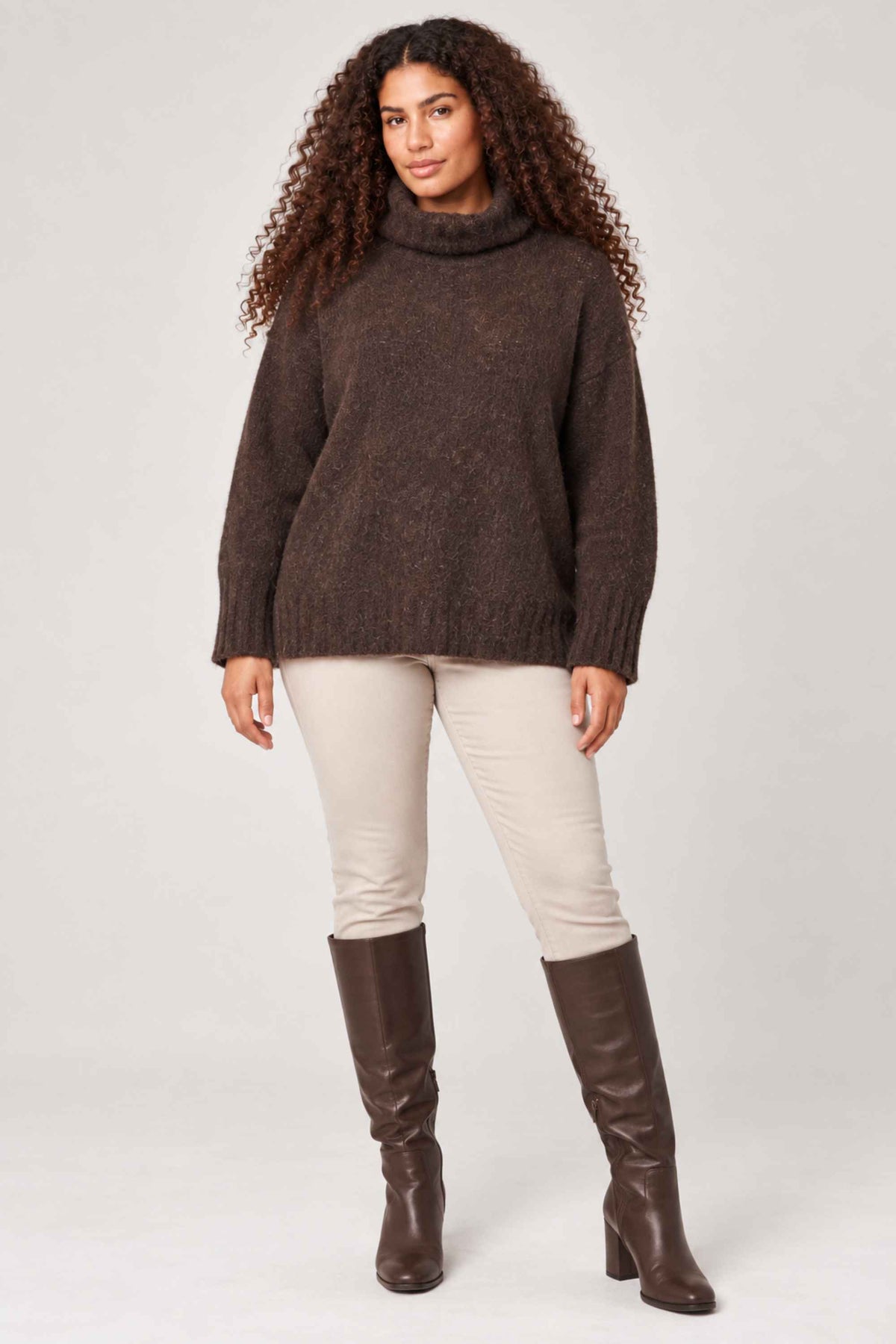 Noen wool cowl jumper - Cocoa