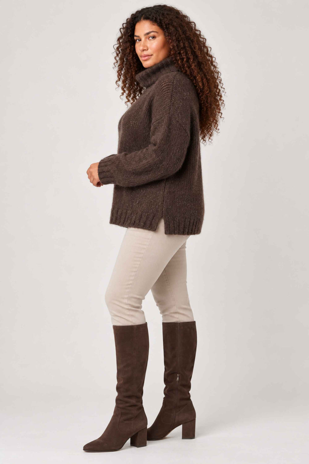 Noen wool cowl jumper - Cocoa