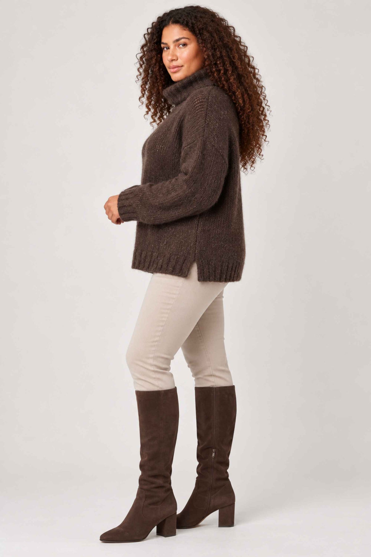 Noen wool cowl jumper - Cocoa