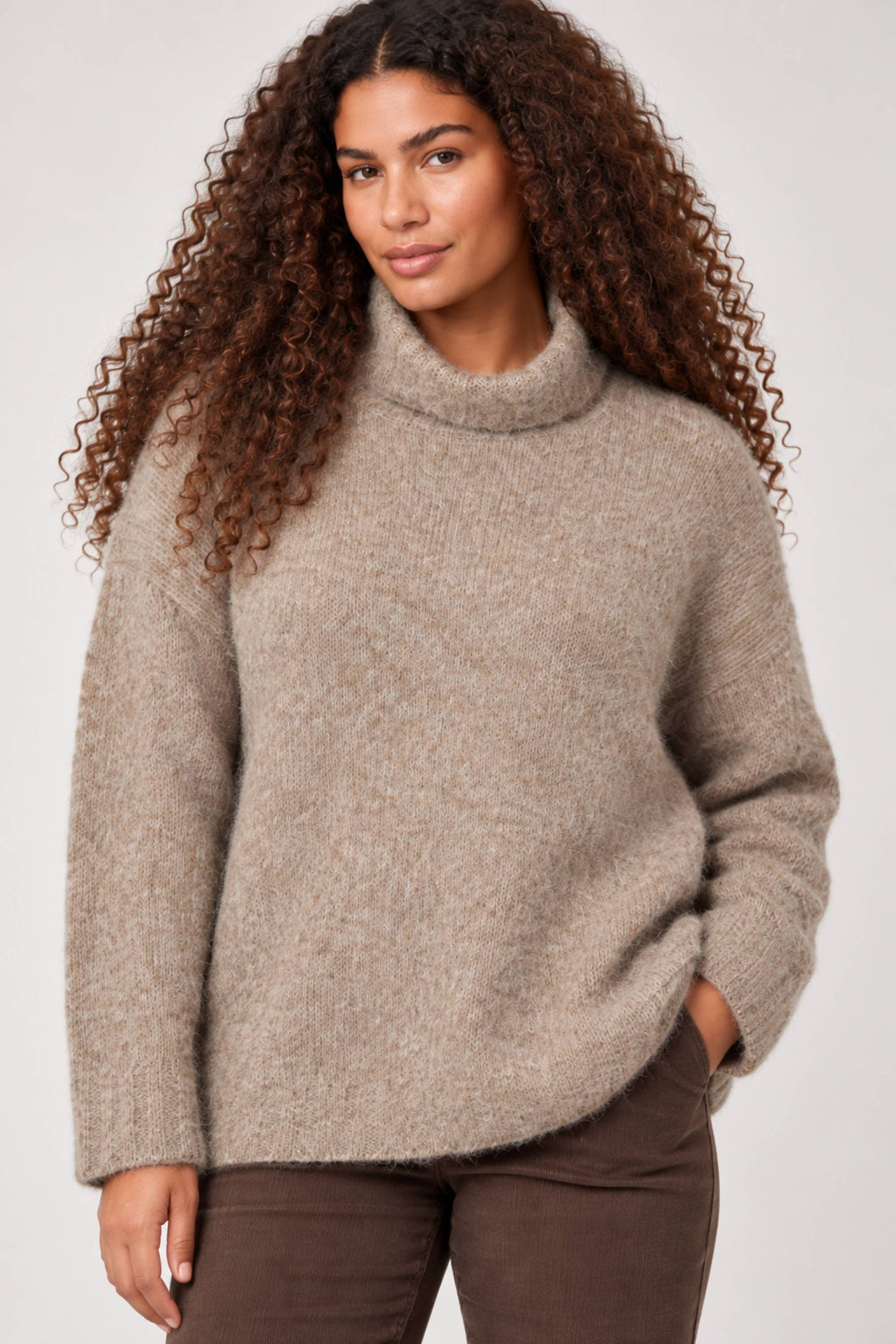 Noen wool cowl jumper - Latte