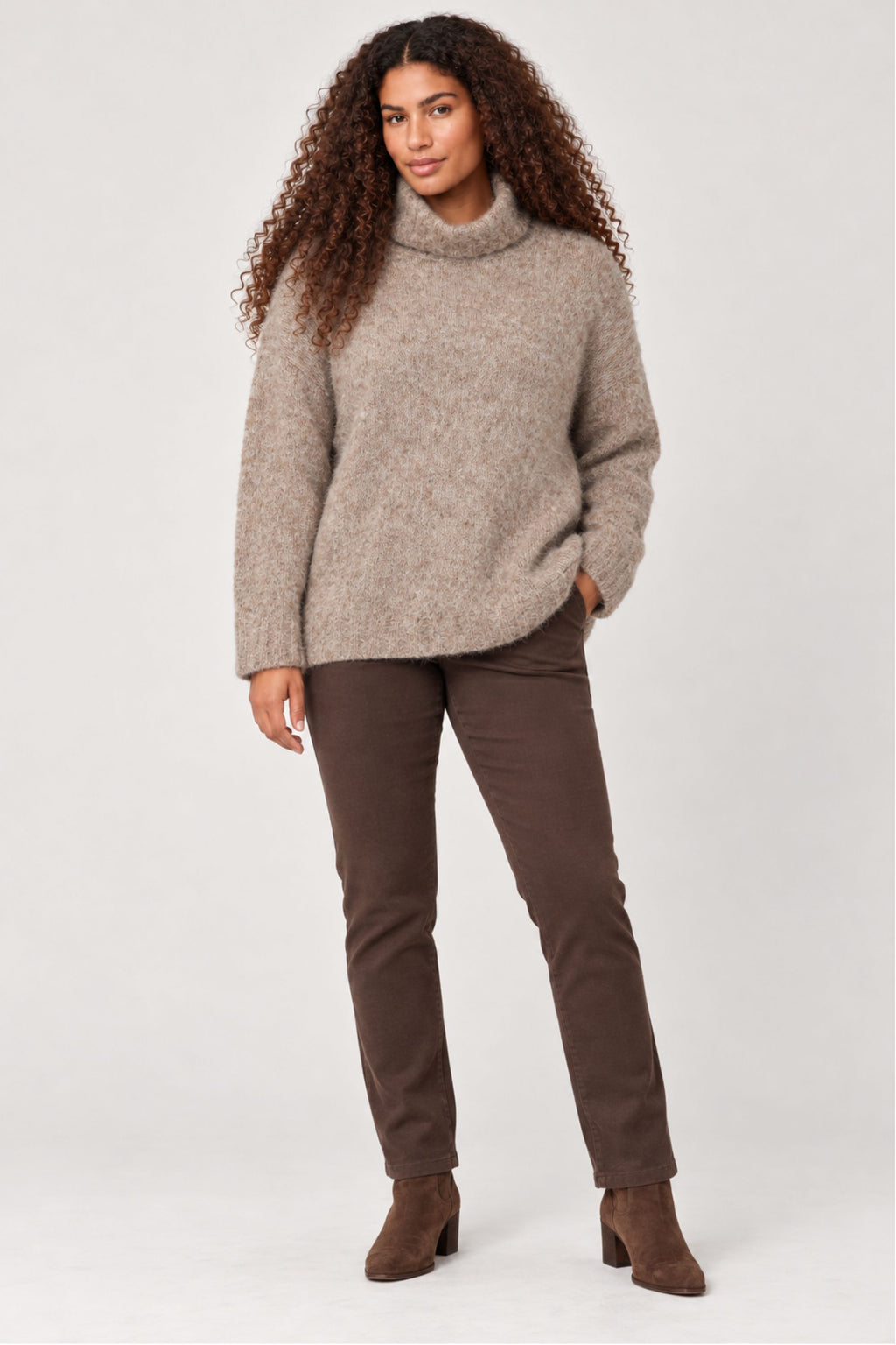 Noen wool cowl jumper - Latte