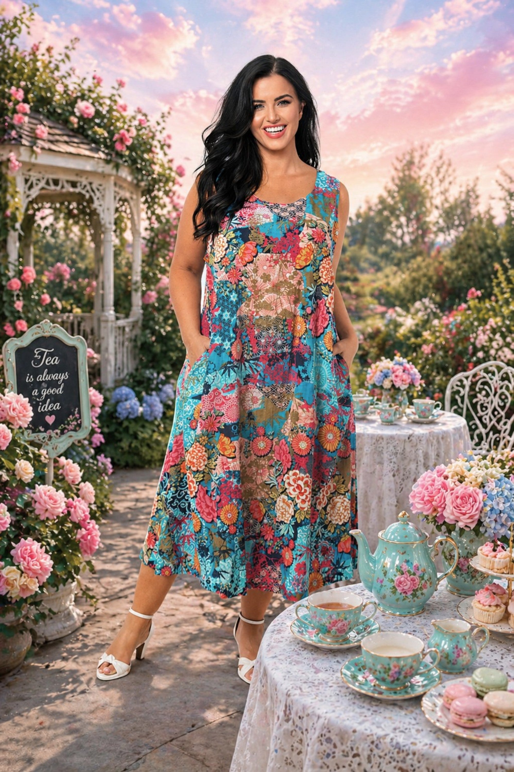 Orientique Ikebana dress - Pink Floral