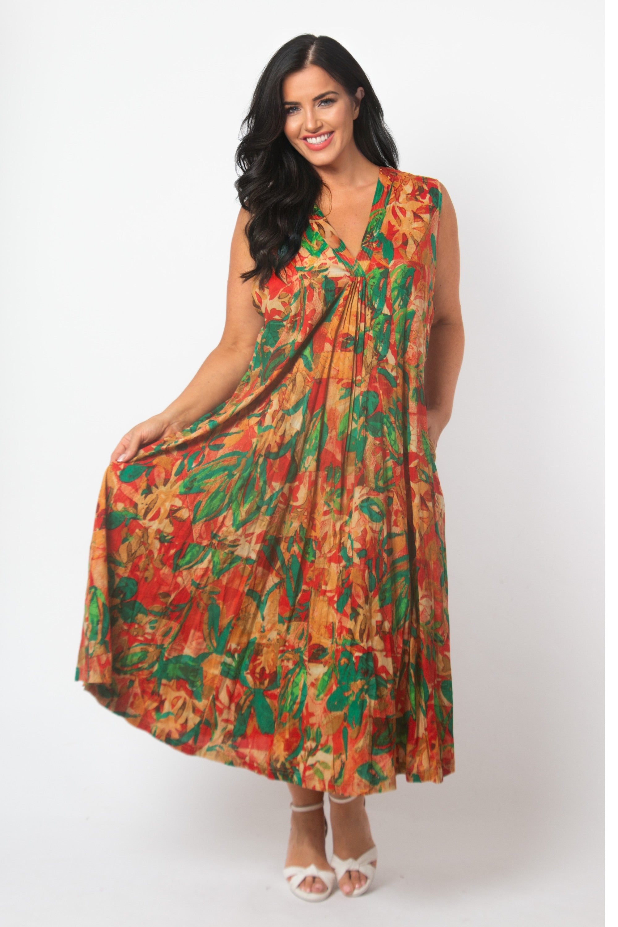 Orientique Sao Paulo pleat dress - Red