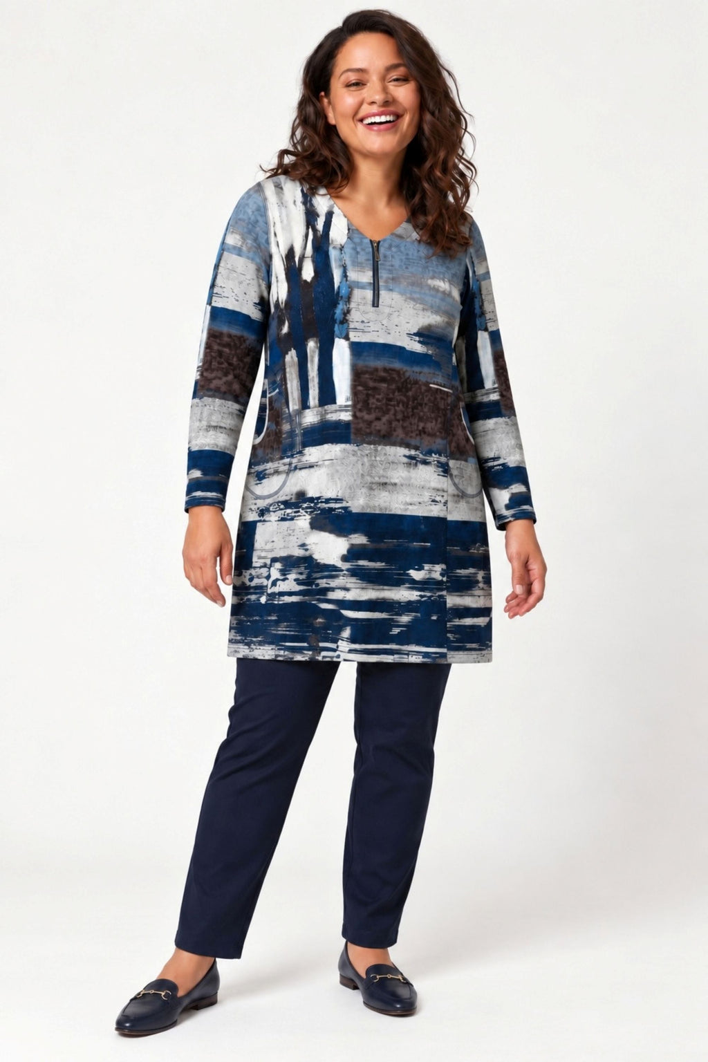 Pont Neuf Fine zip tunic - Blues