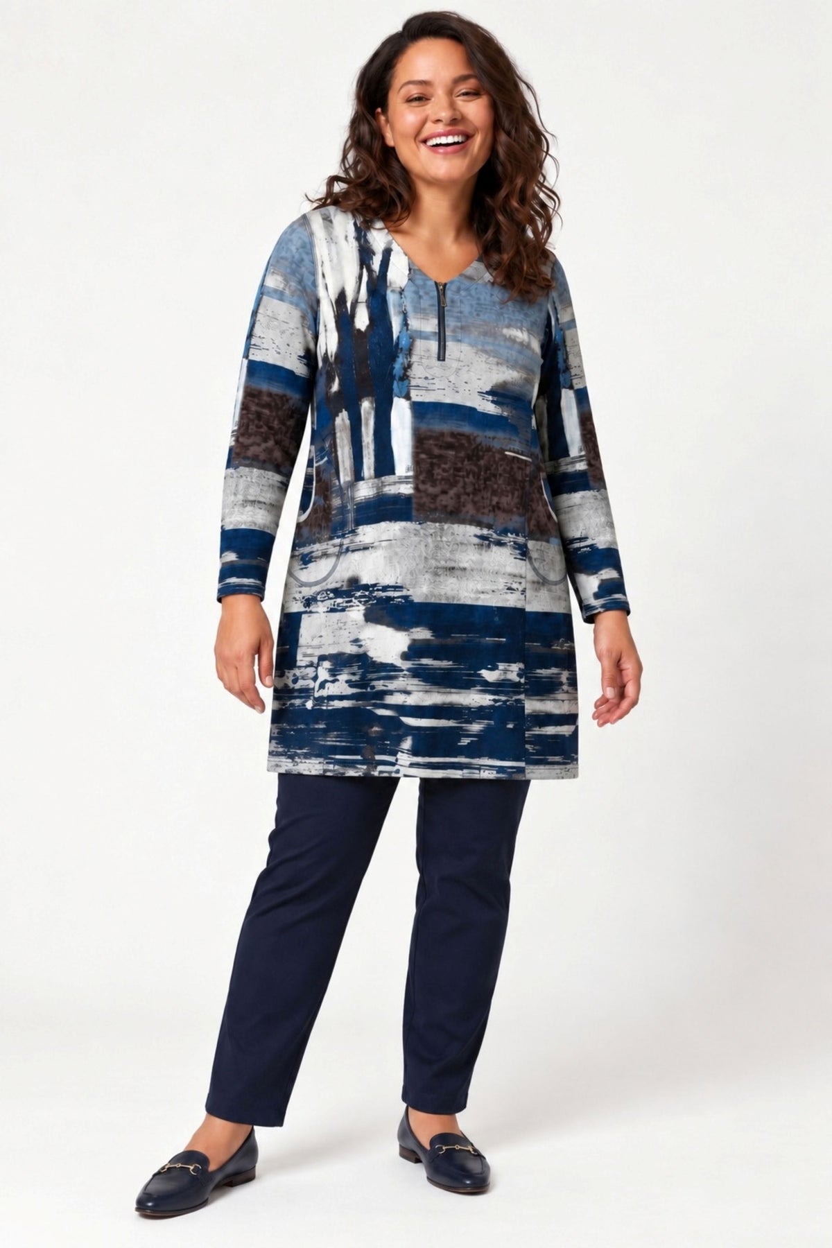 Pont Neuf Fine zip tunic - Blues