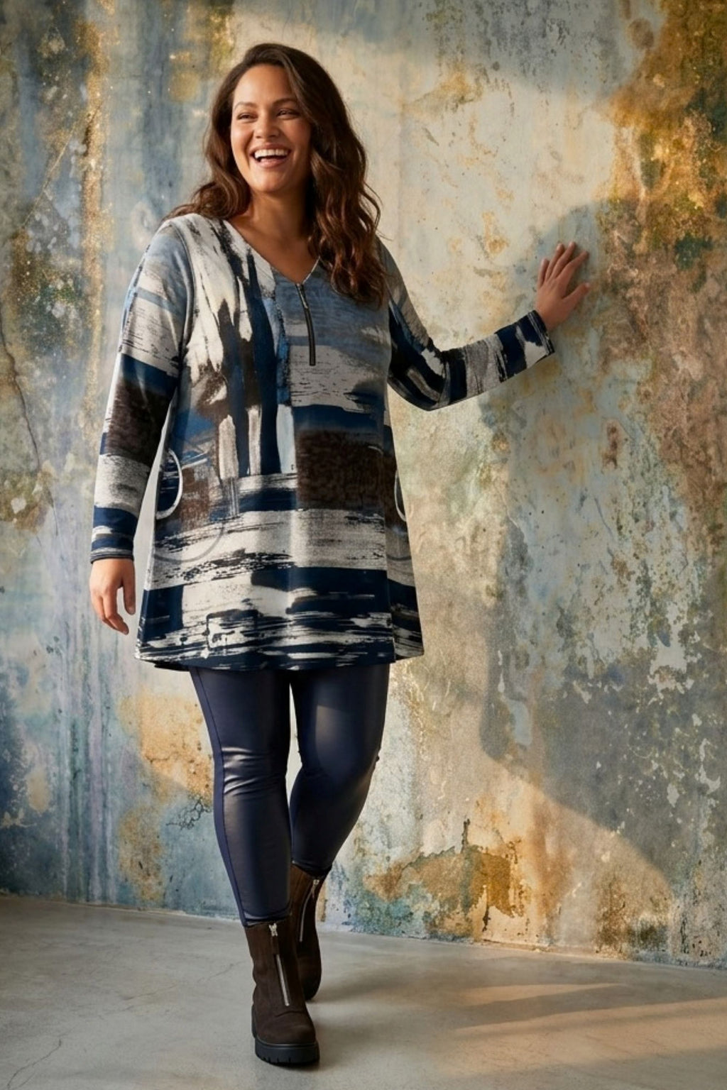 Pont Neuf Fine zip tunic - Blues