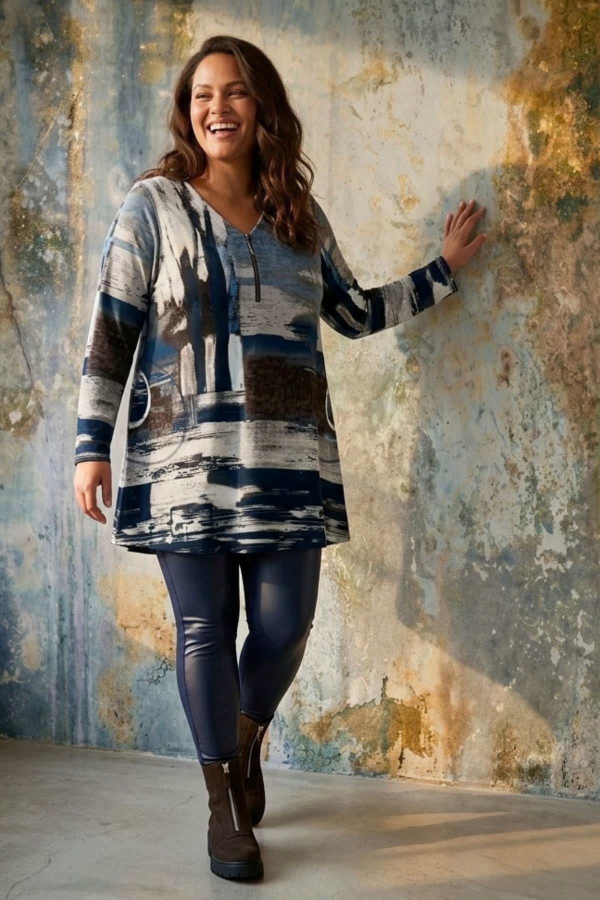 Pont Neuf Fine zip tunic - Blues