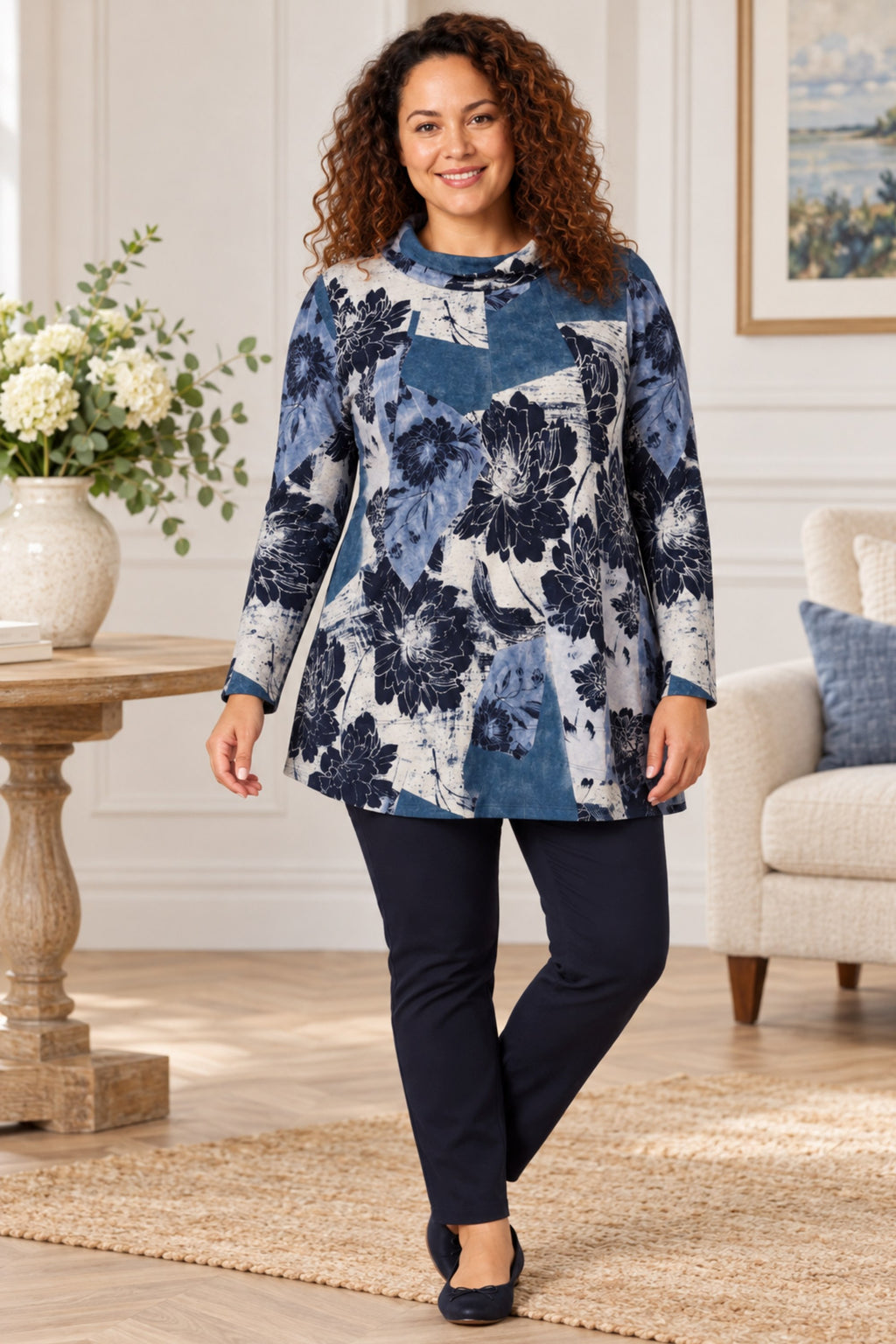 Pont Neuf Frica cowl tunic - Blues