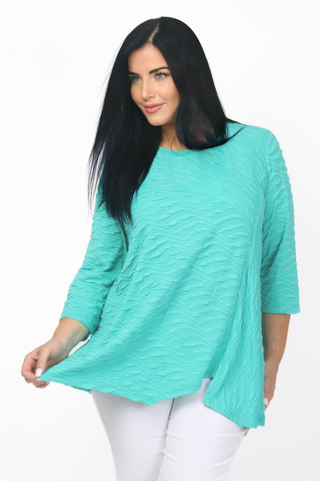 Pont Neuf Cam jersey texture tunic - Aqua