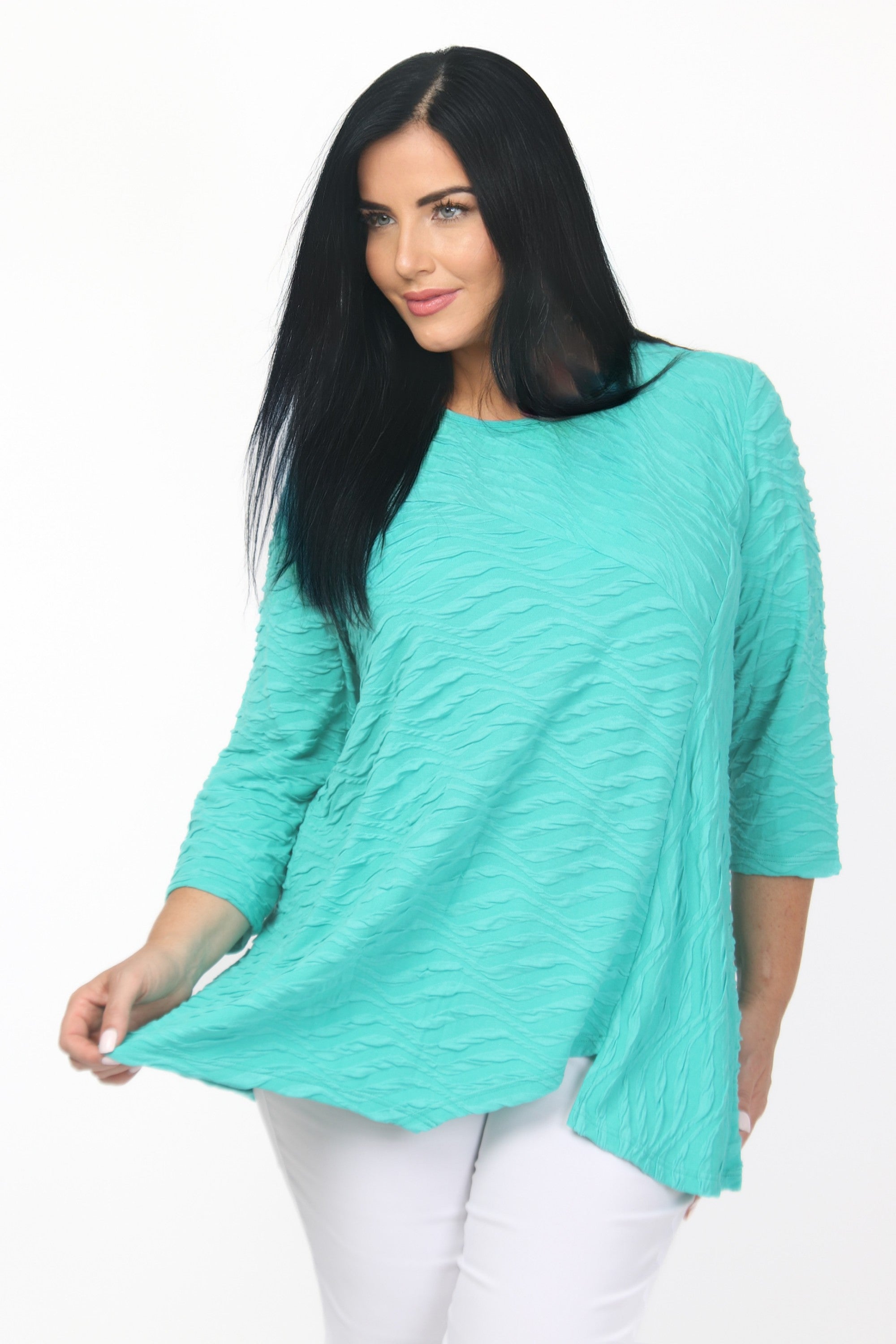 Pont Neuf Cam jersey texture tunic - Aqua