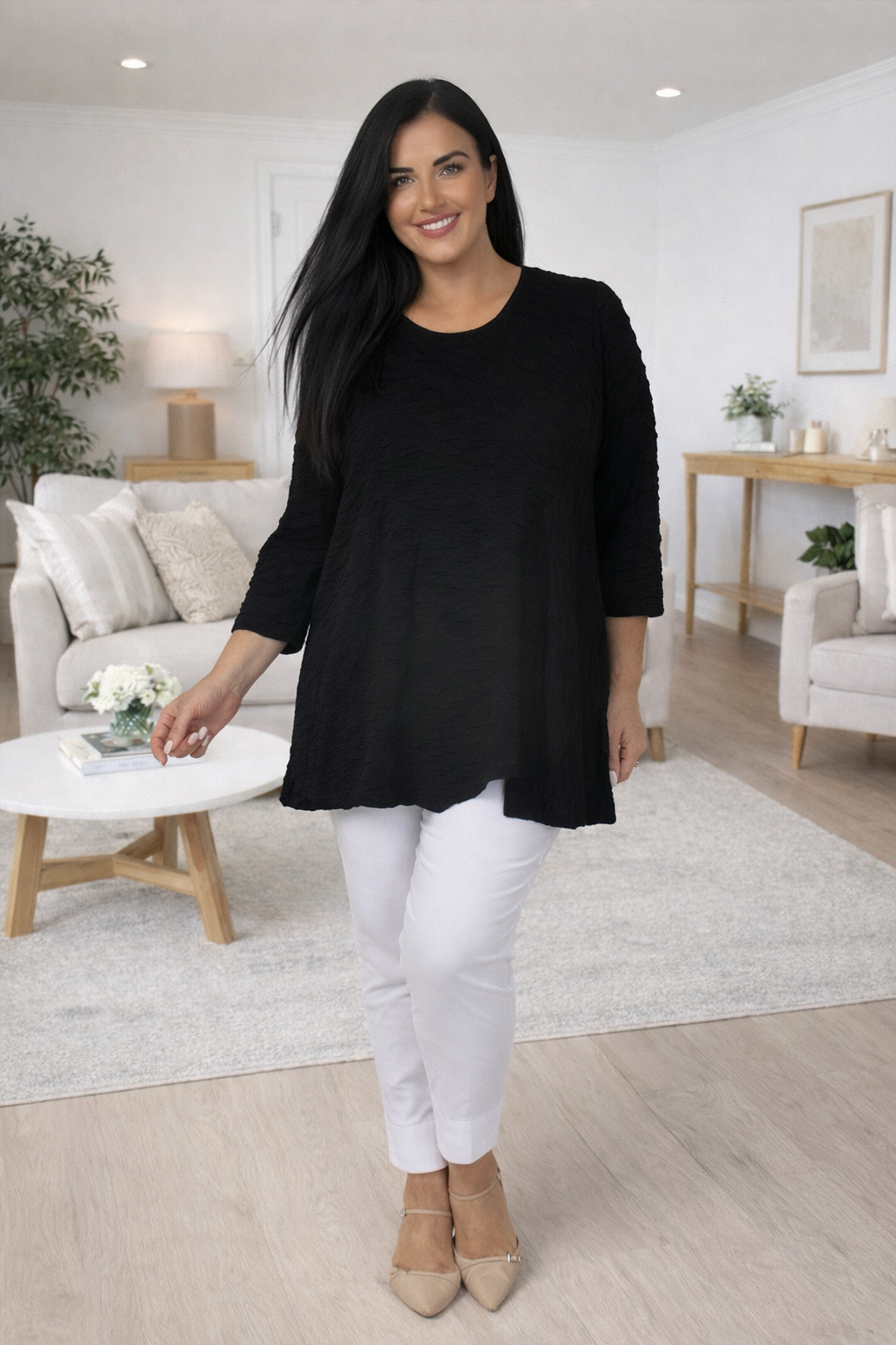 Pont Neuf Cam jersey texture tunic - Black