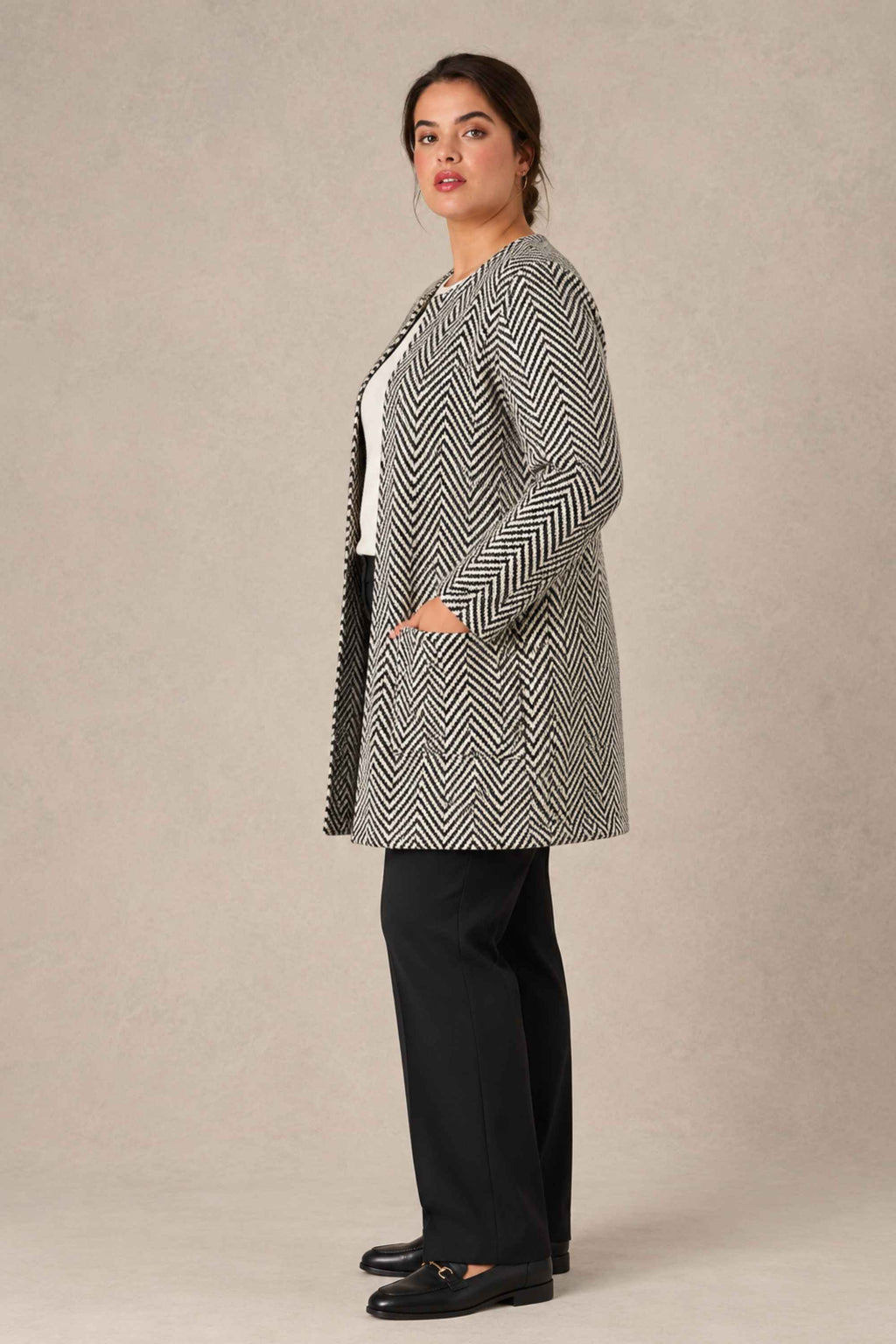 Via Appia edge to edge jacket - Black/White