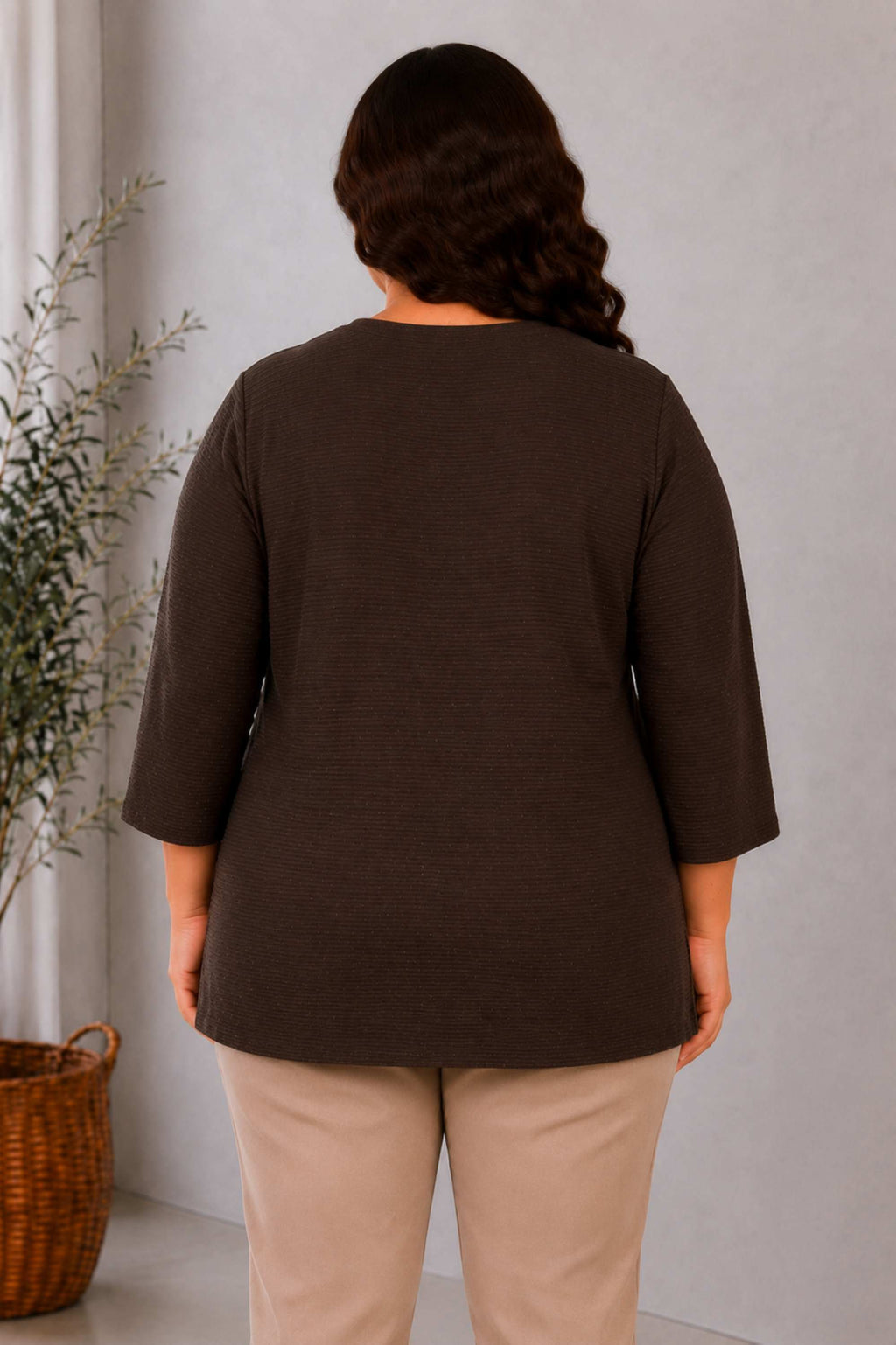 Via Appia jersey rib top - Chocolate