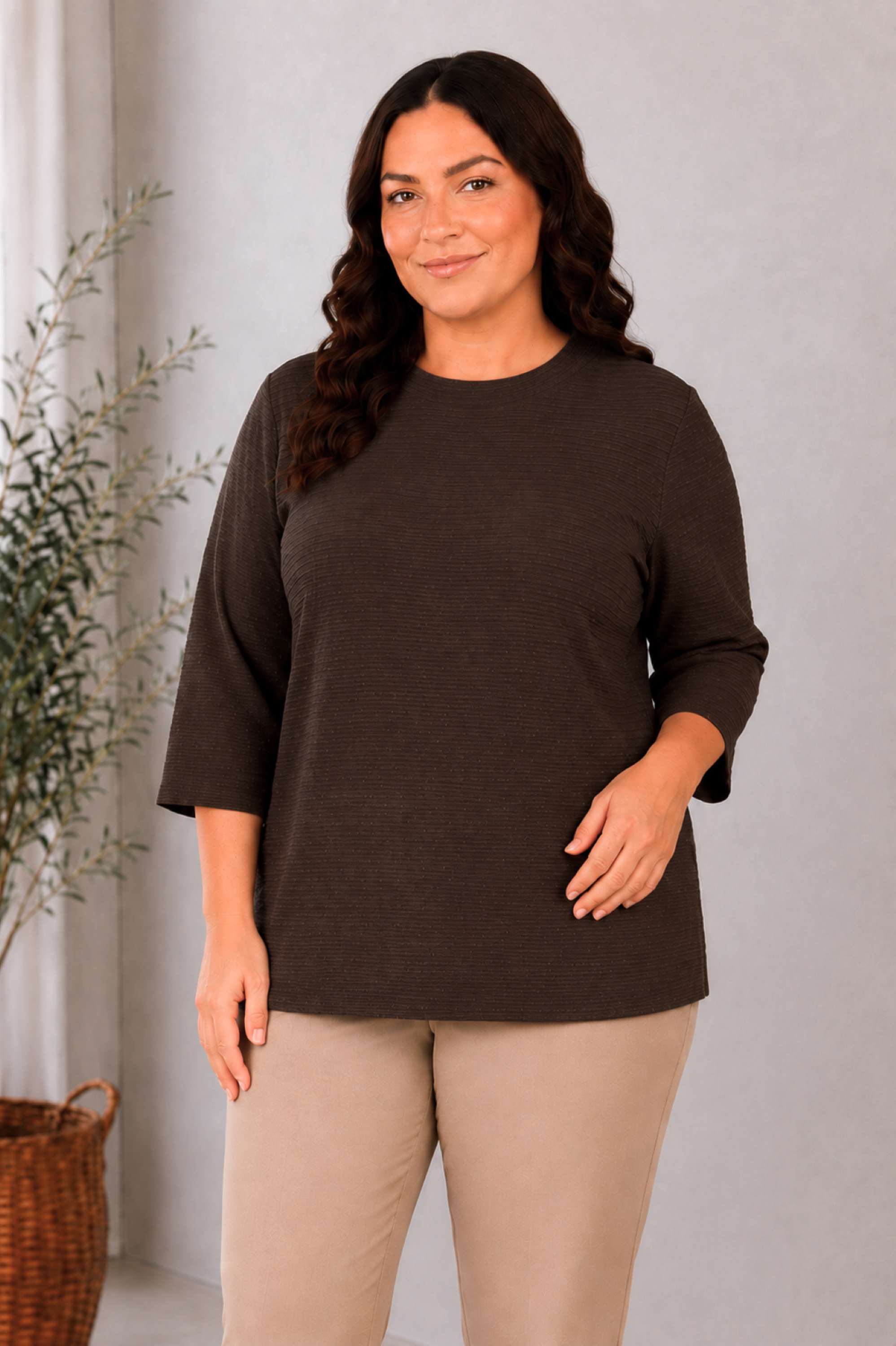 Via Appia jersey rib top - Chocolate