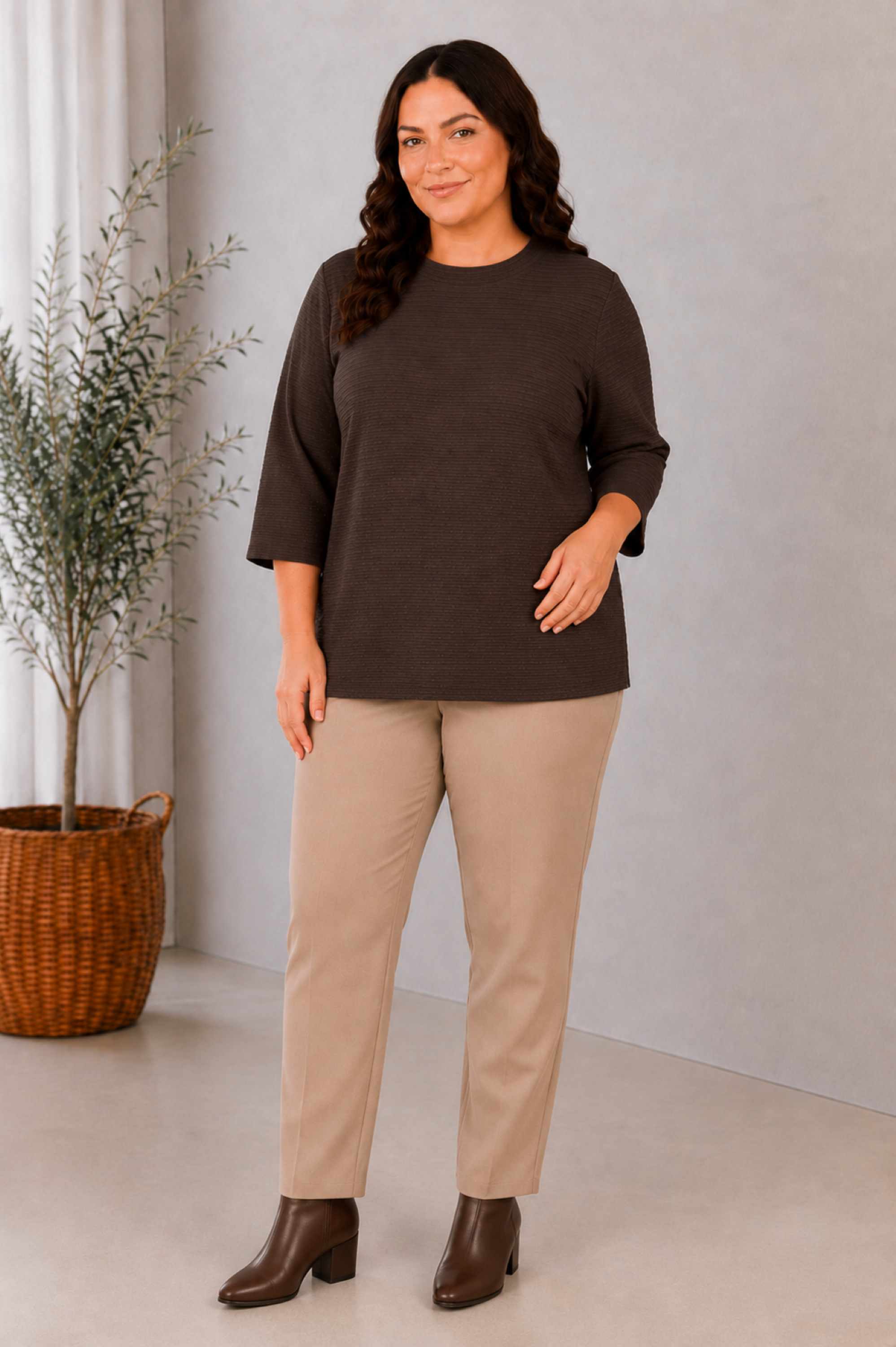 Via Appia jersey rib top - Chocolate