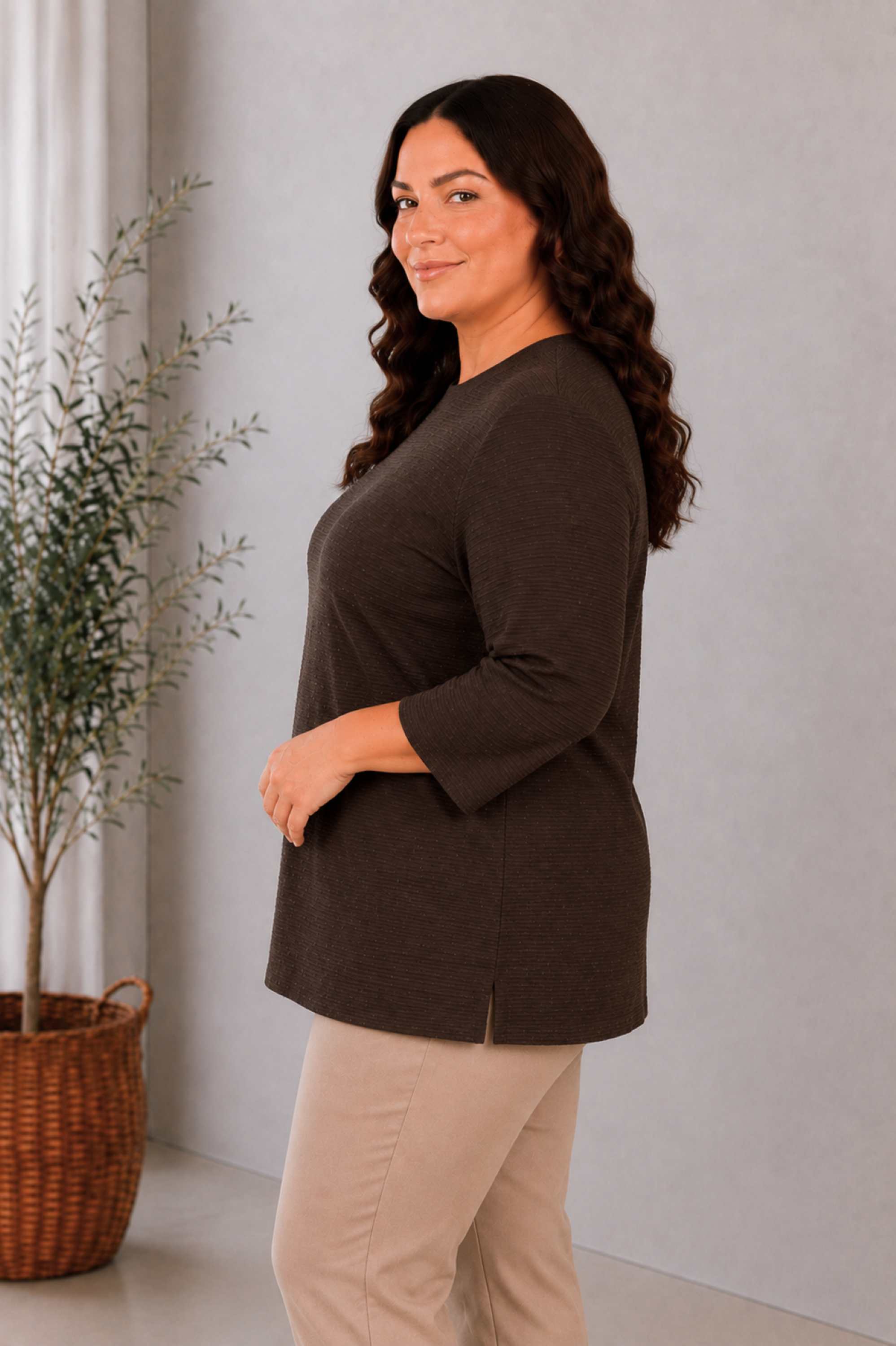 Via Appia jersey rib top - Chocolate