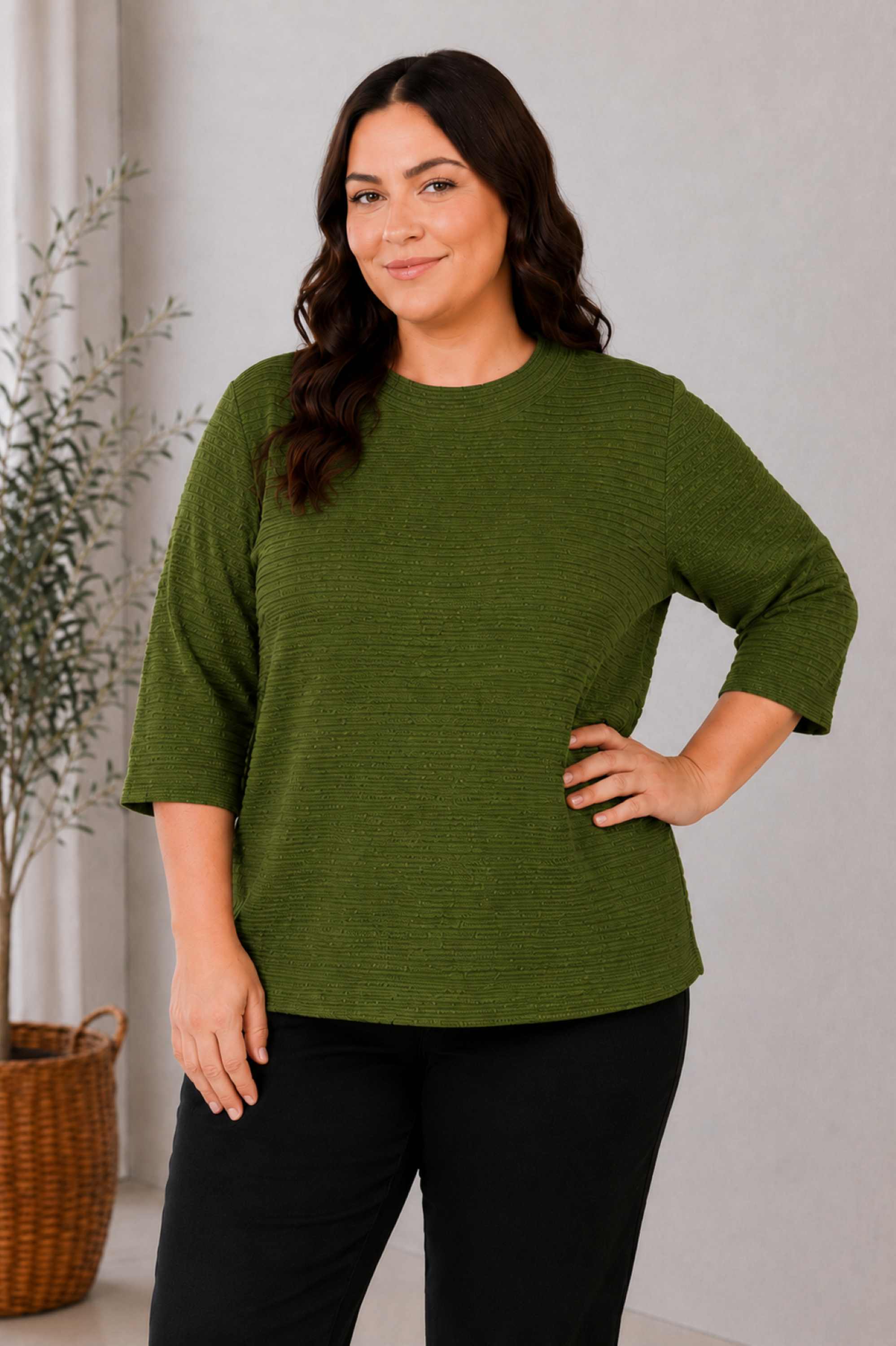 Via Appia jersey rib top - Matcha