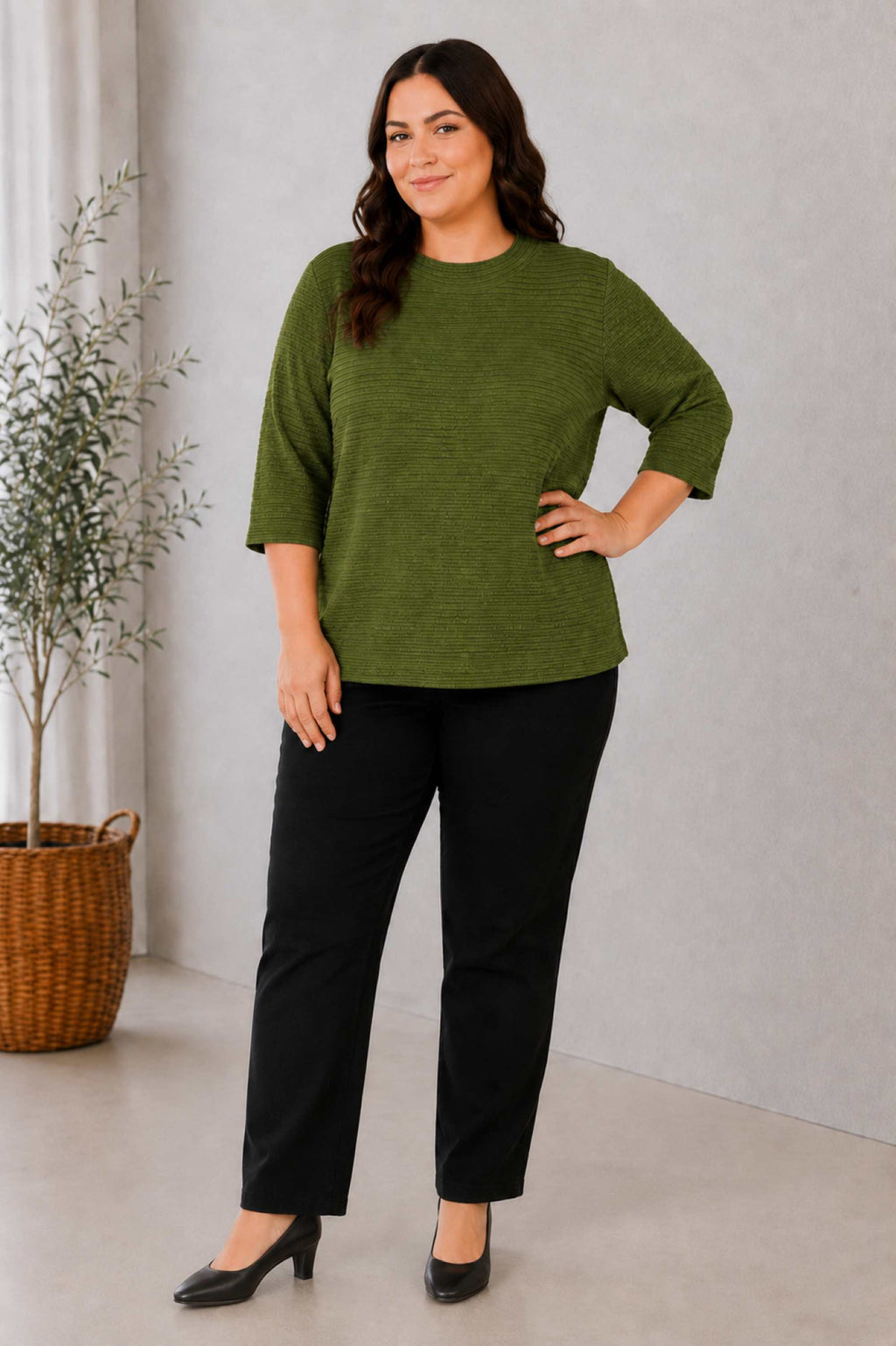 Via Appia jersey rib top - Matcha