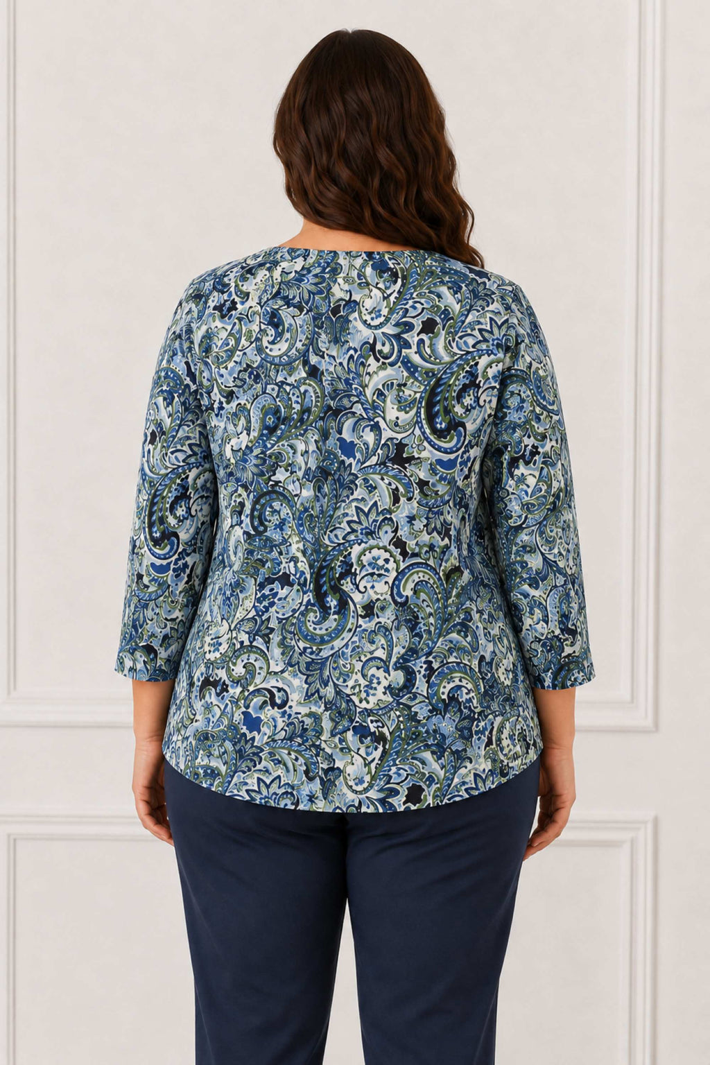 Via Appia paisley tee - Navy