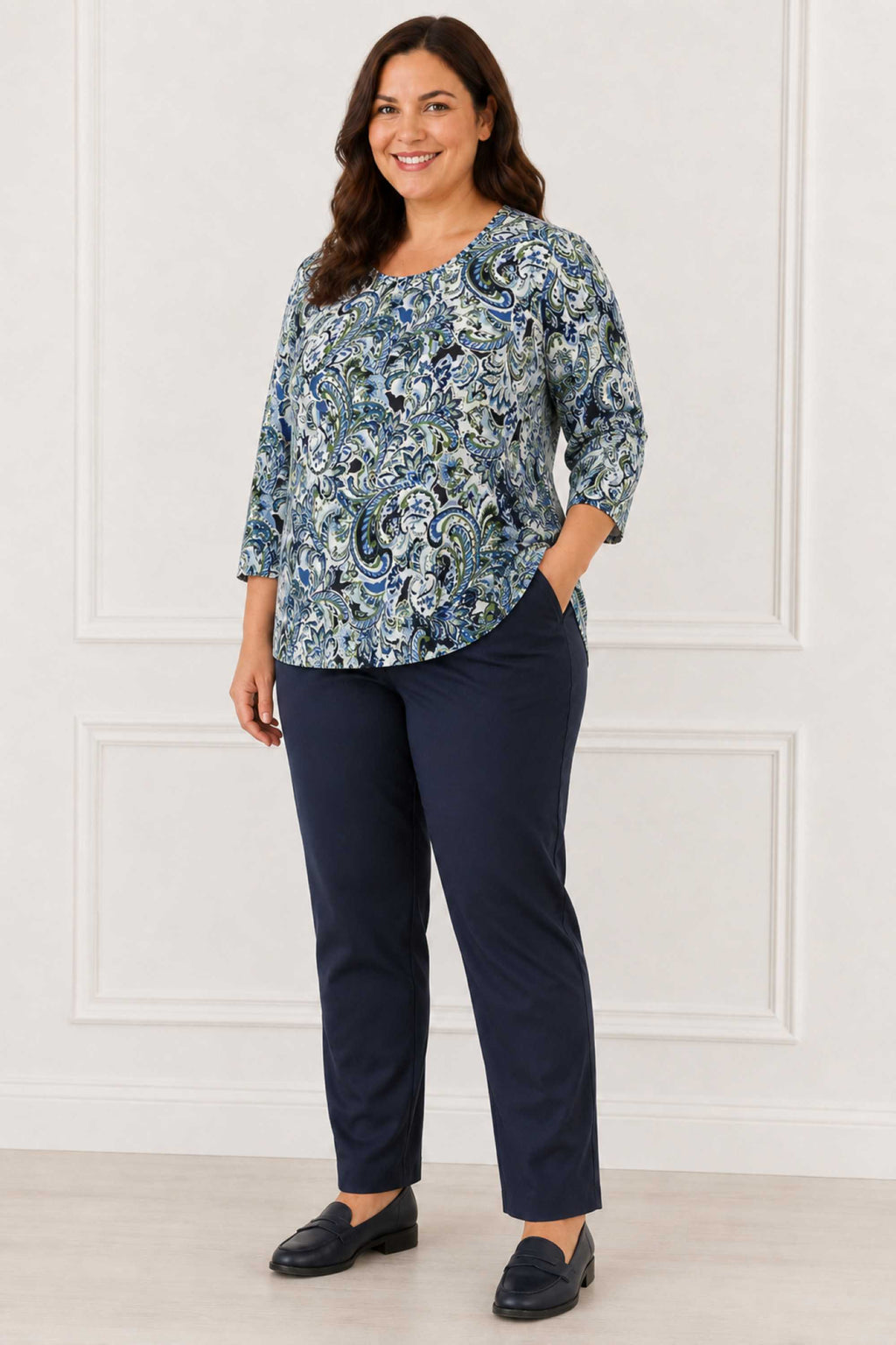 Via Appia paisley tee - Navy