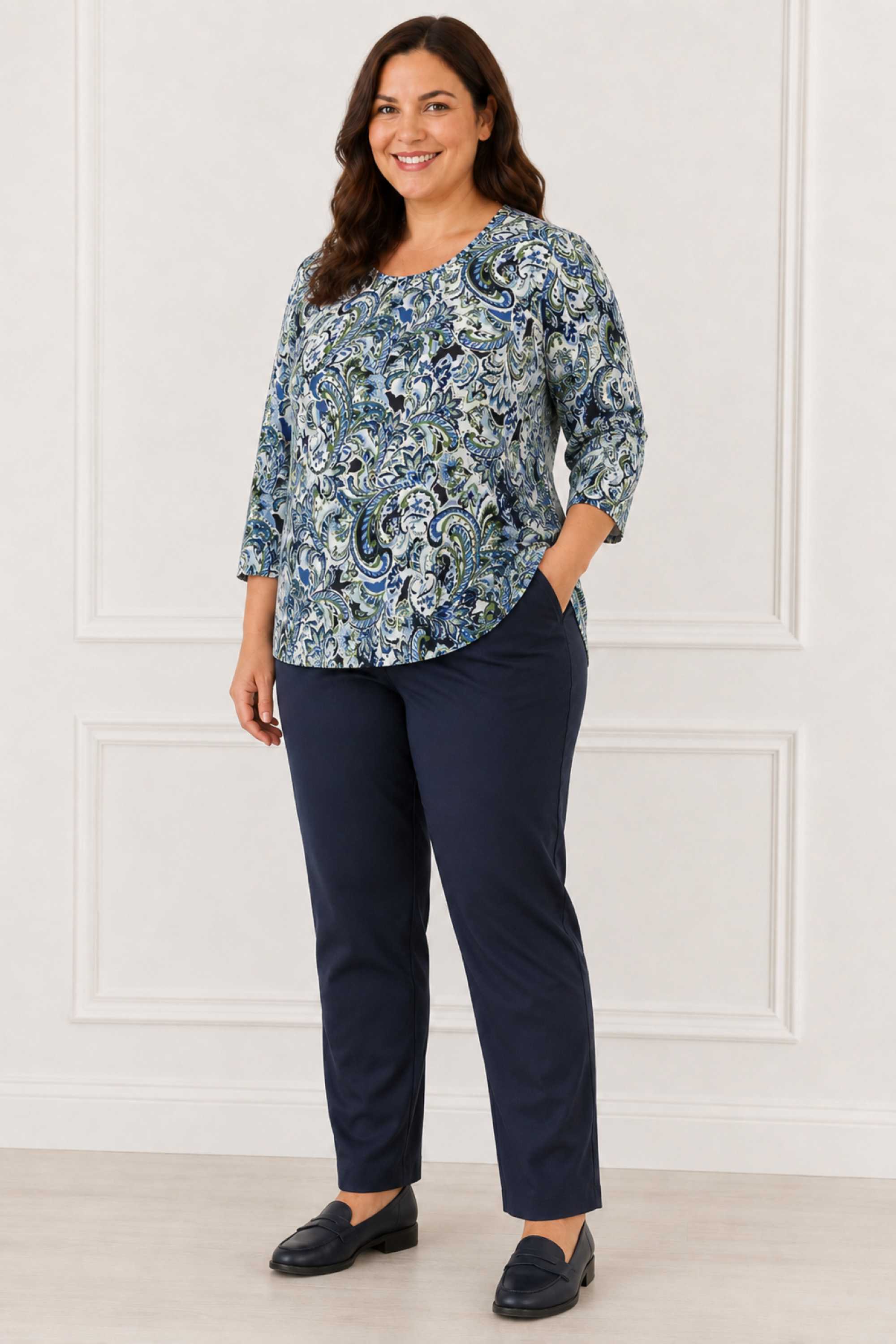 Via Appia paisley tee - Navy