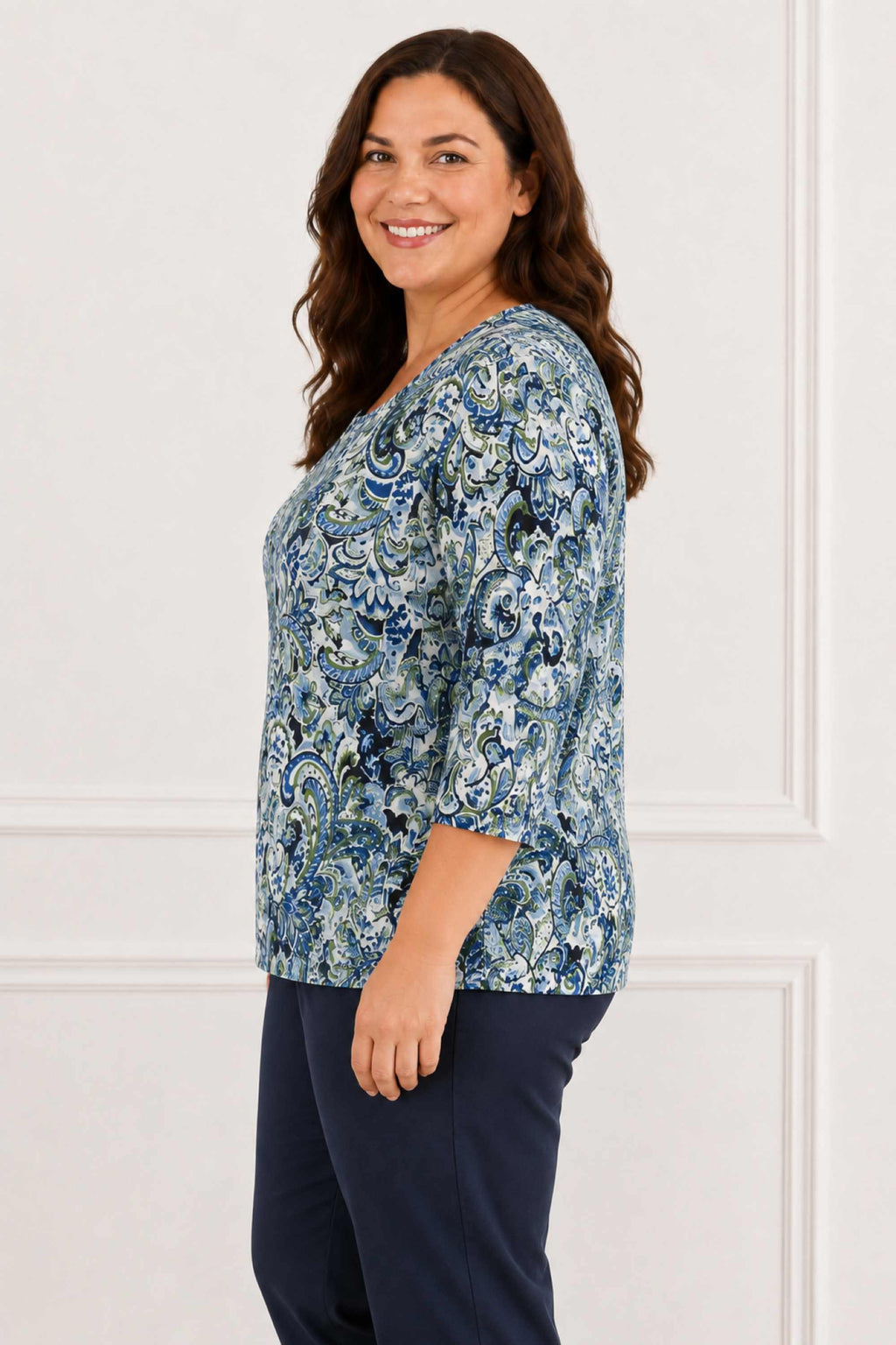 Via Appia paisley tee - Navy