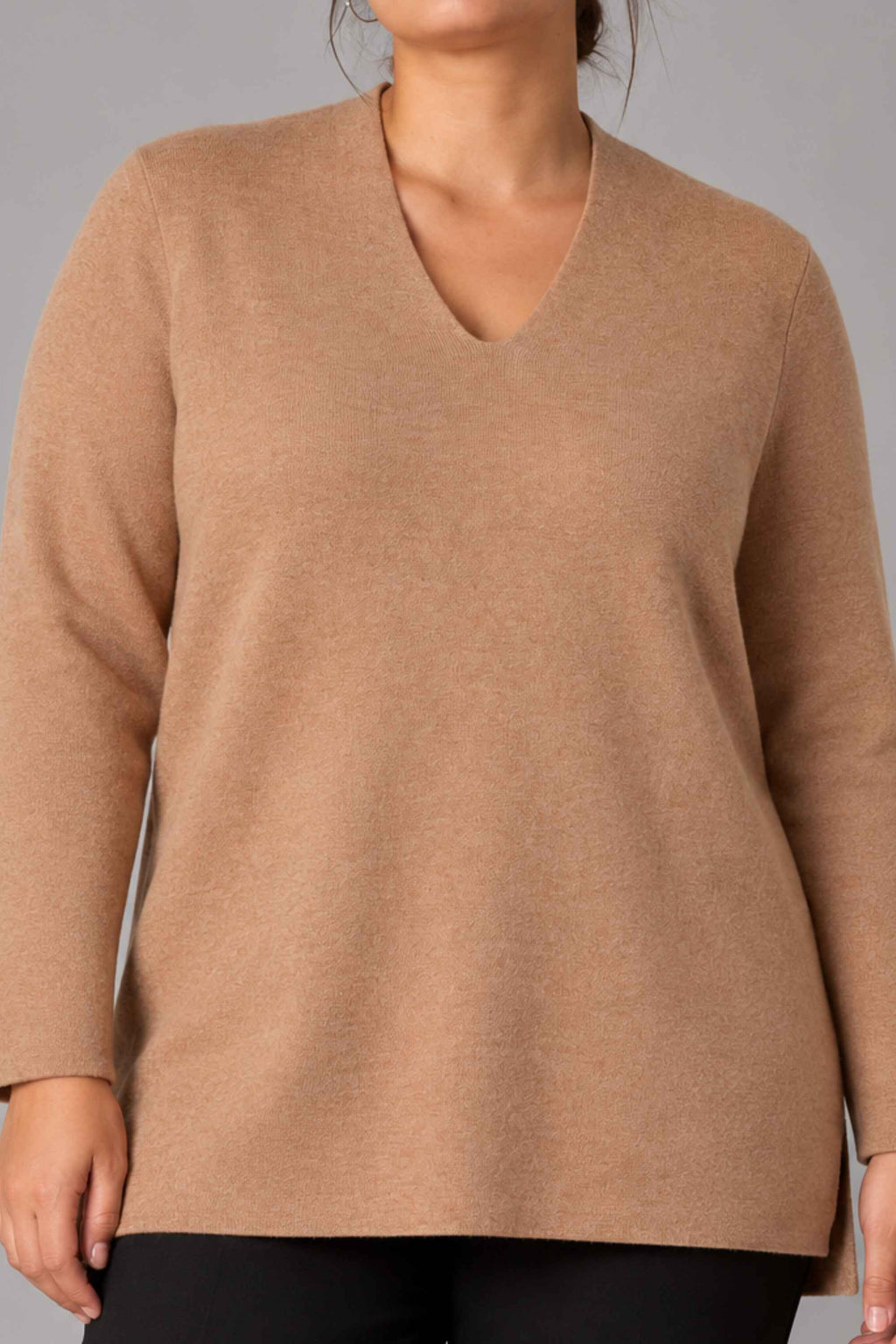 Via Appia V neck jumper - Camel