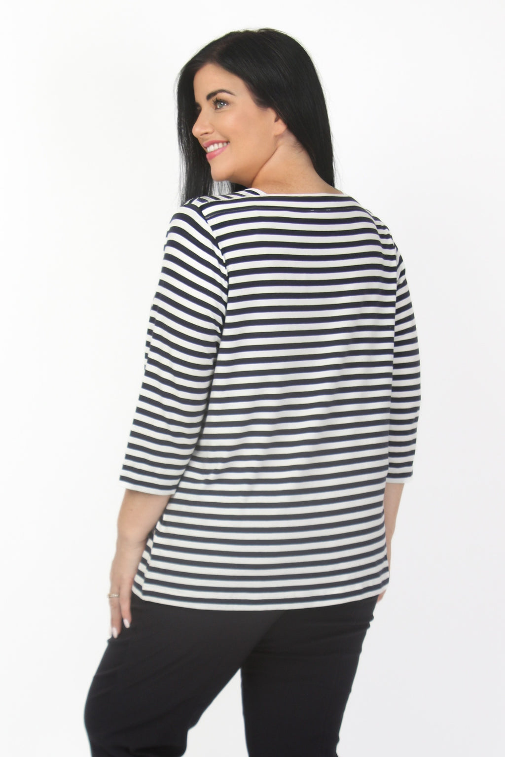 Via Appia jersey stripe tee - Navy