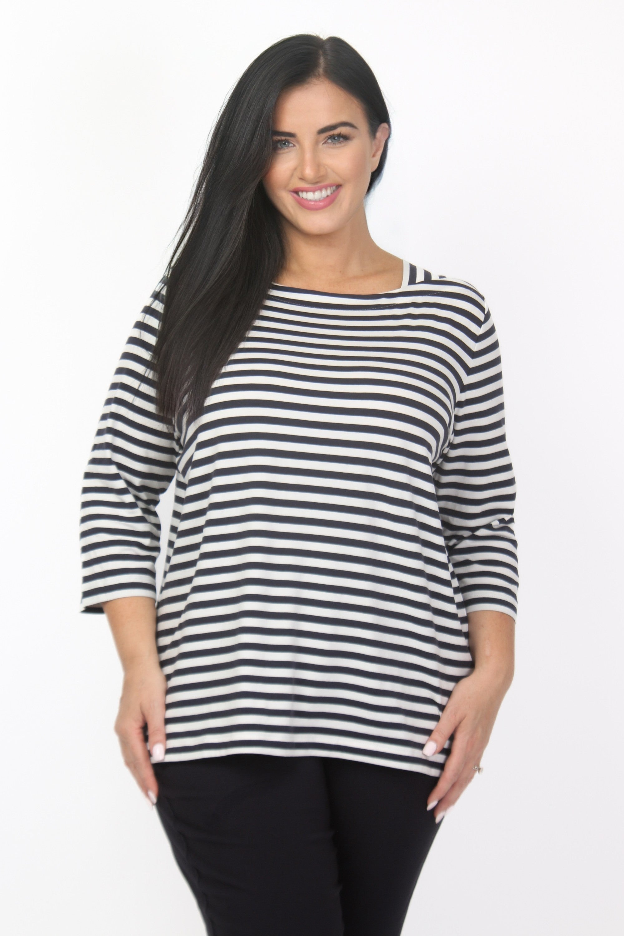 Via Appia jersey stripe tee - Navy