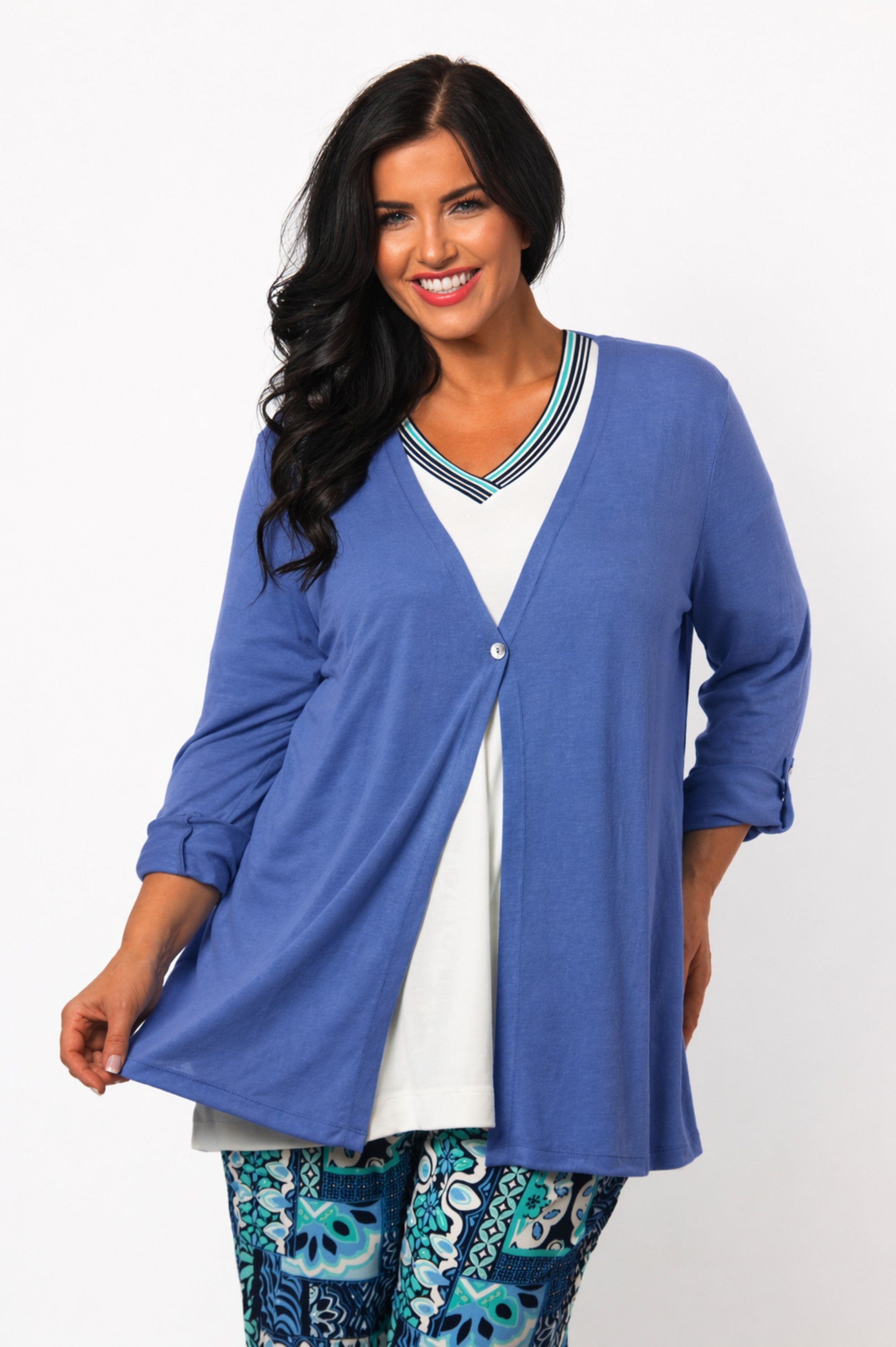 Via Appia one button cardi - Cobalt