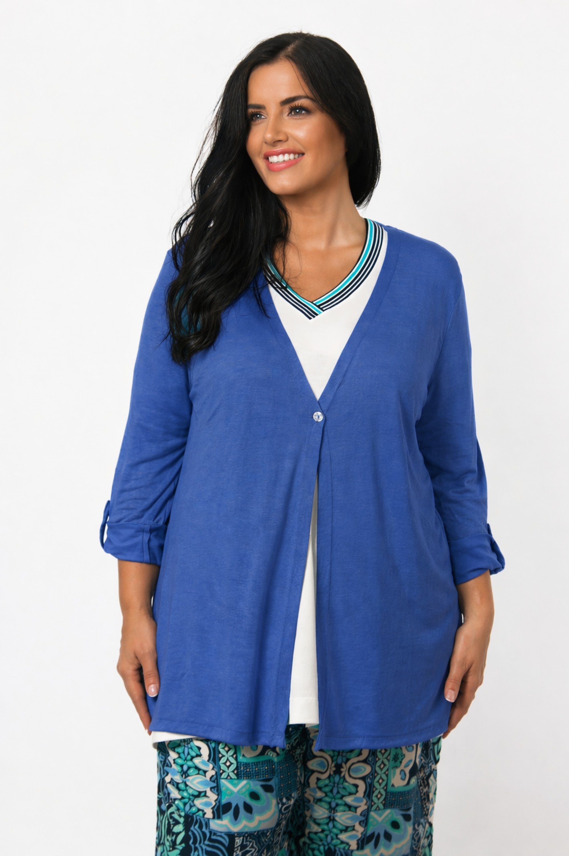 Via Appia one button cardi - Cobalt