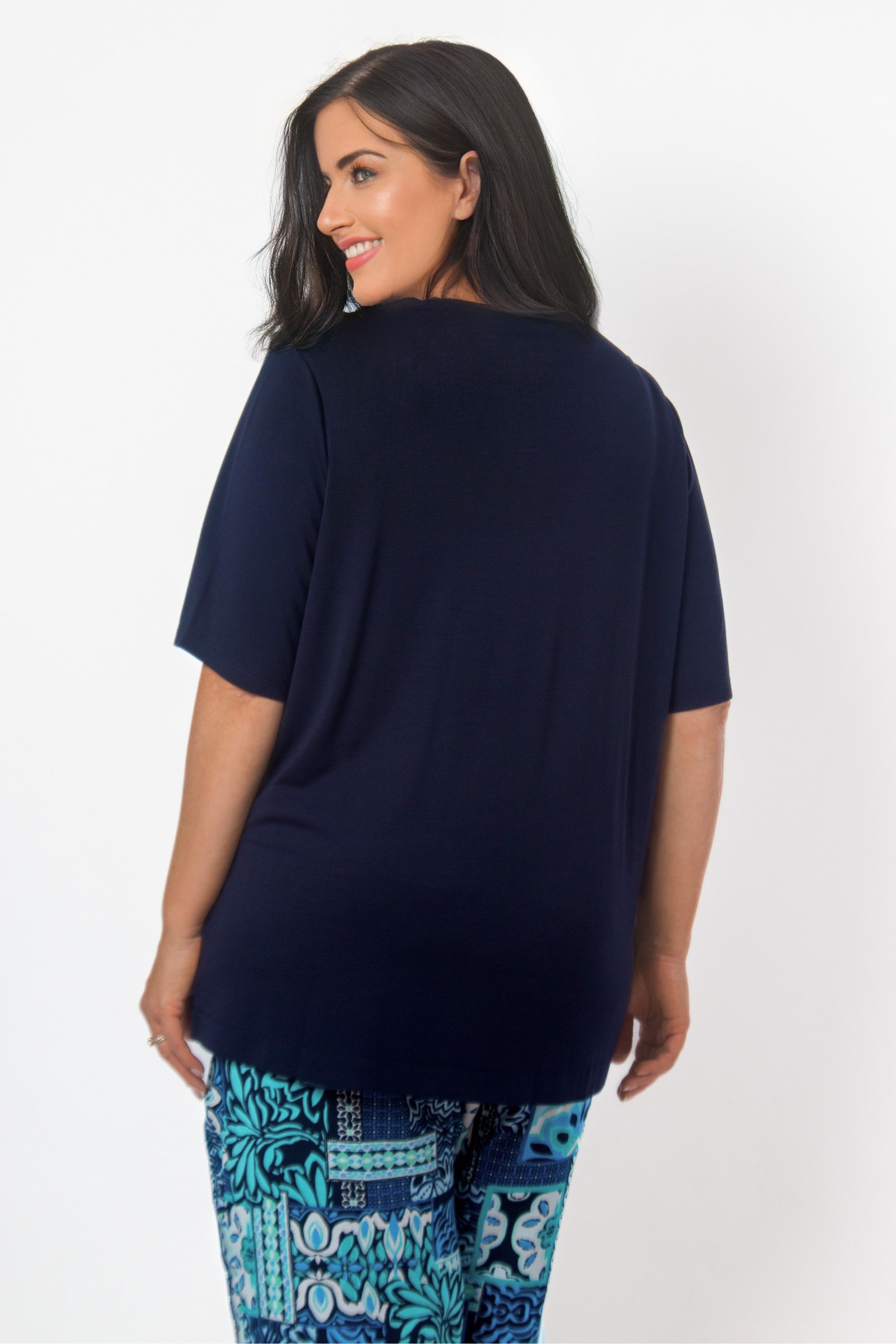 Via Appia V feature tee - Navy