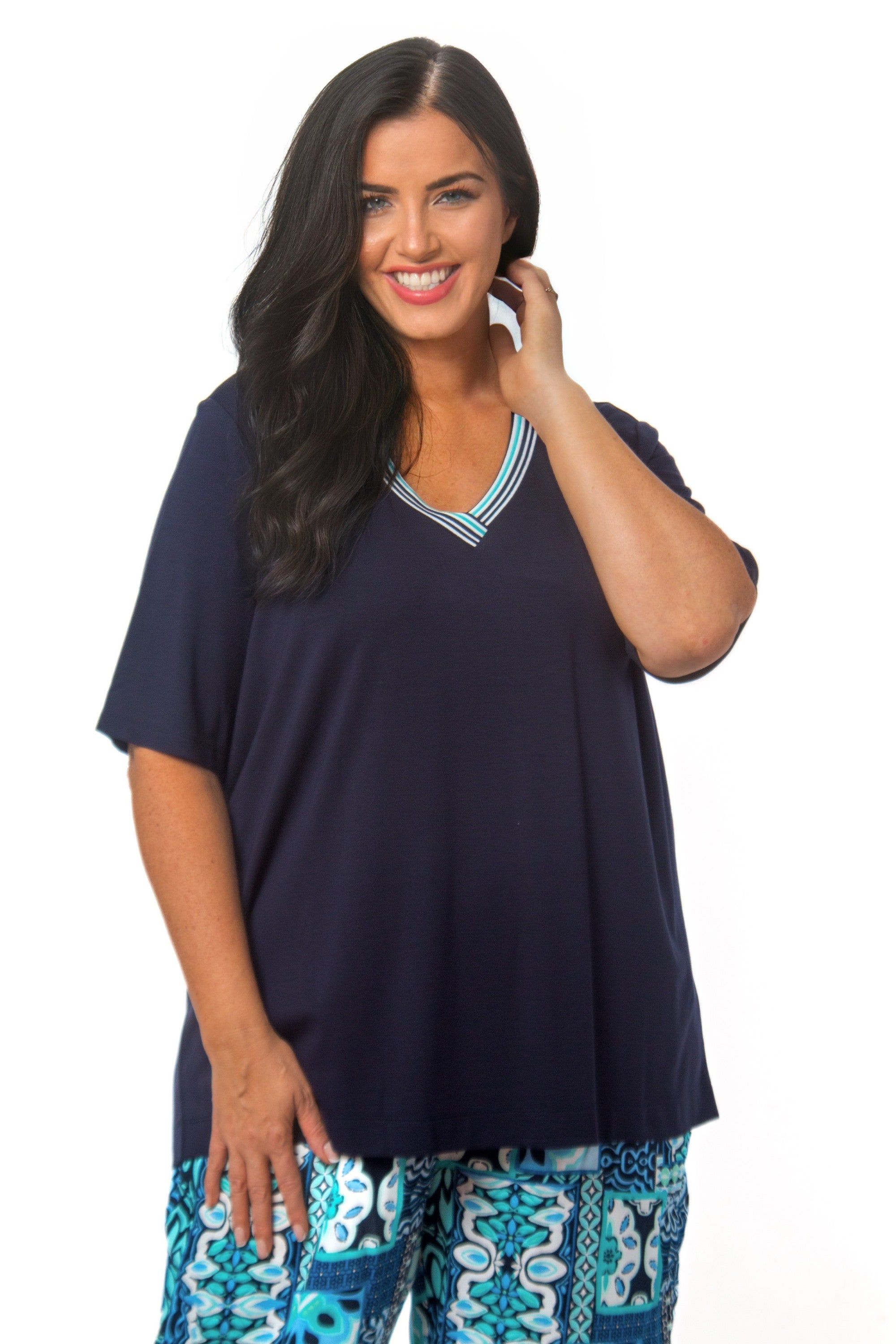 Via Appia V feature tee - Navy