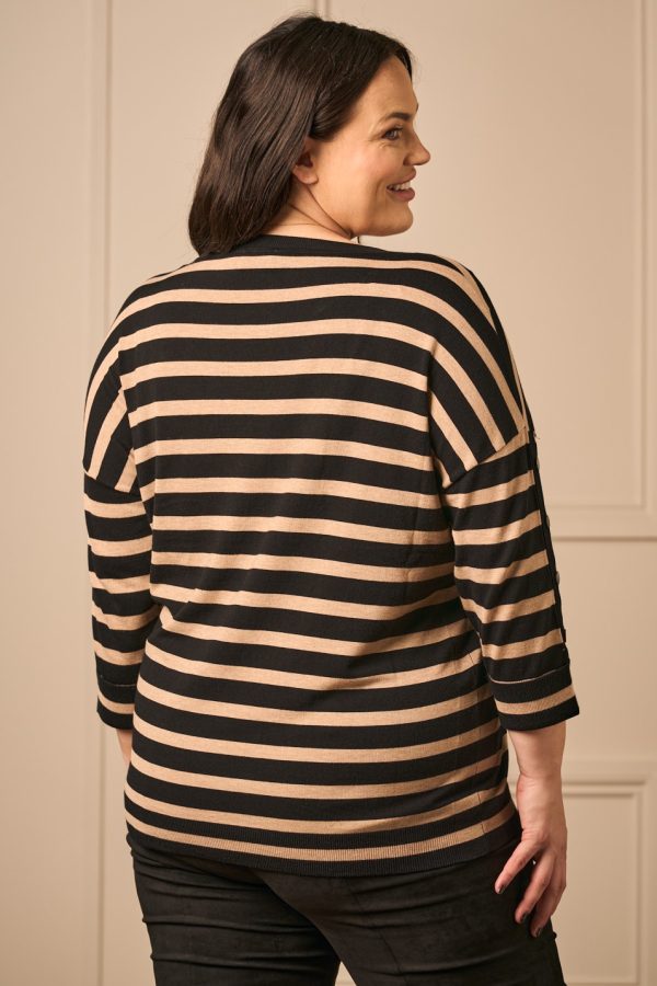Via Appia stripe jumper - Black/Sand - Image 2