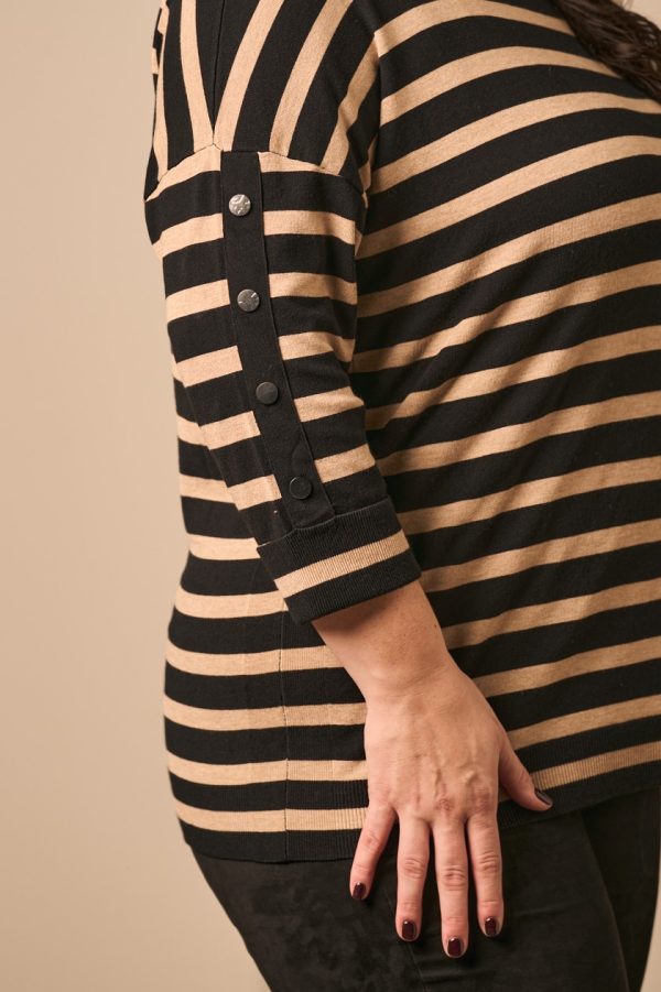 Via Appia stripe jumper - Black/Sand - Image 5